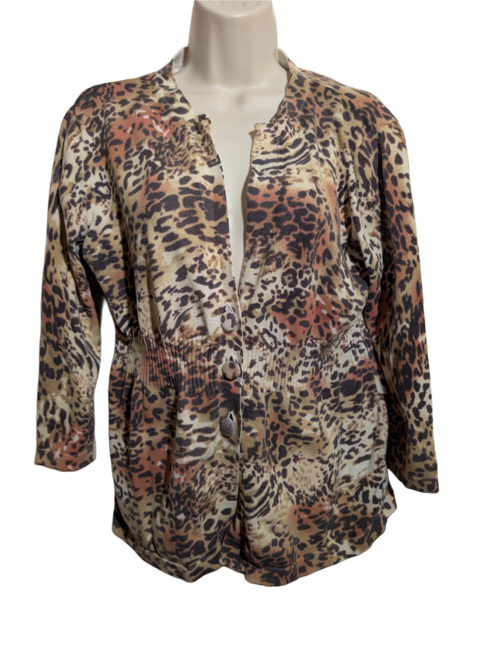 dressbarn | Animal Print Button Up Sweater
